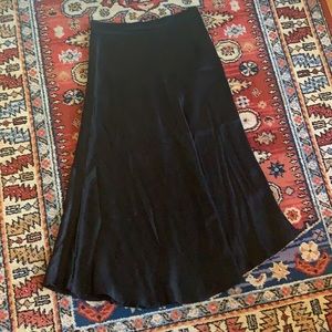 Black satin midi skirt